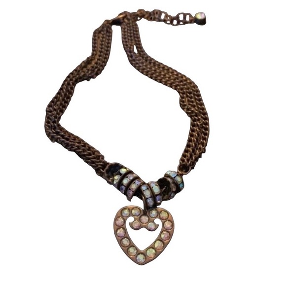 New Boot Jewelry Copper Tone & Rhinestone Heart Western Country Fashion Costume - Picture 2 of 3